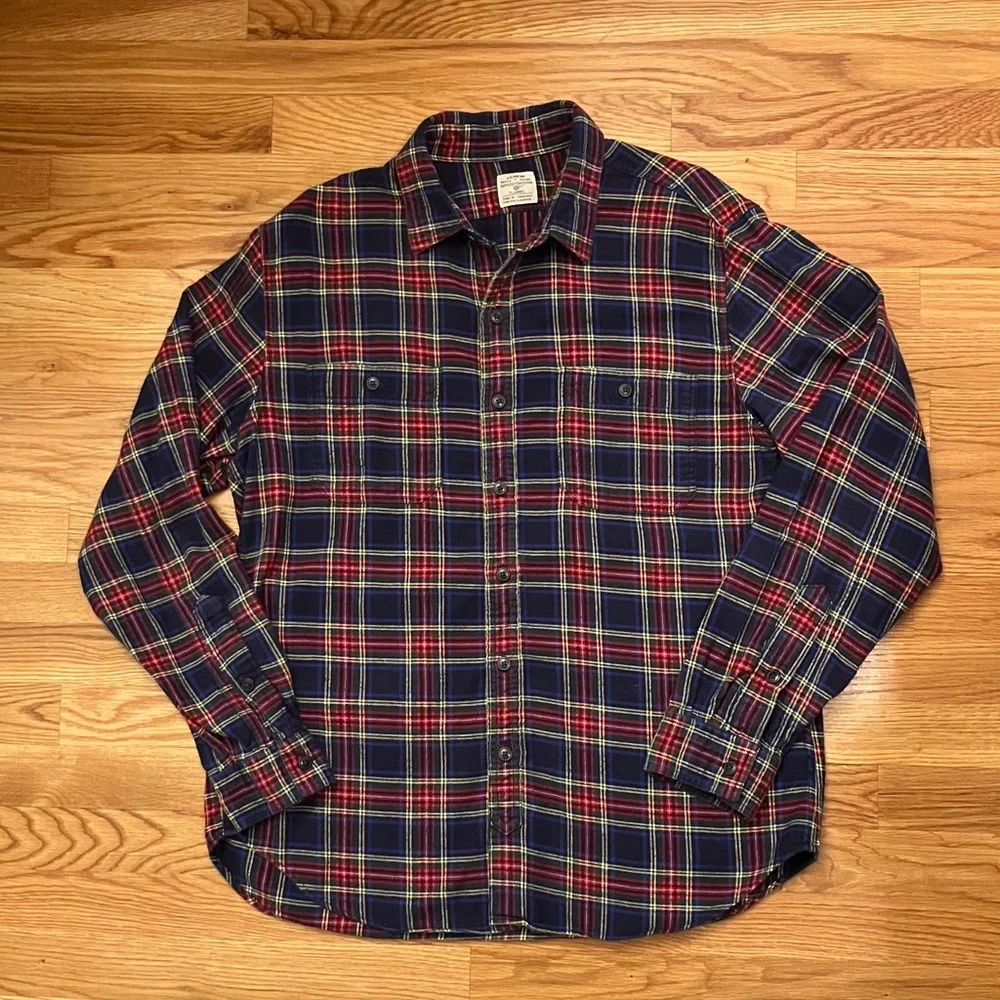 J. Crew Large Red and Blue Plaid Casual long sleeve Flannel Shirt